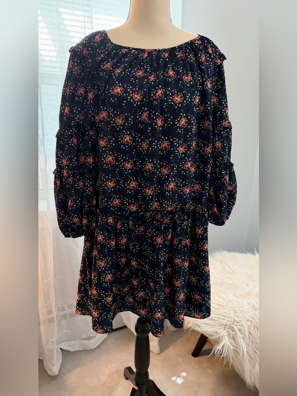 Max Studio Navy Floral Mini Dress